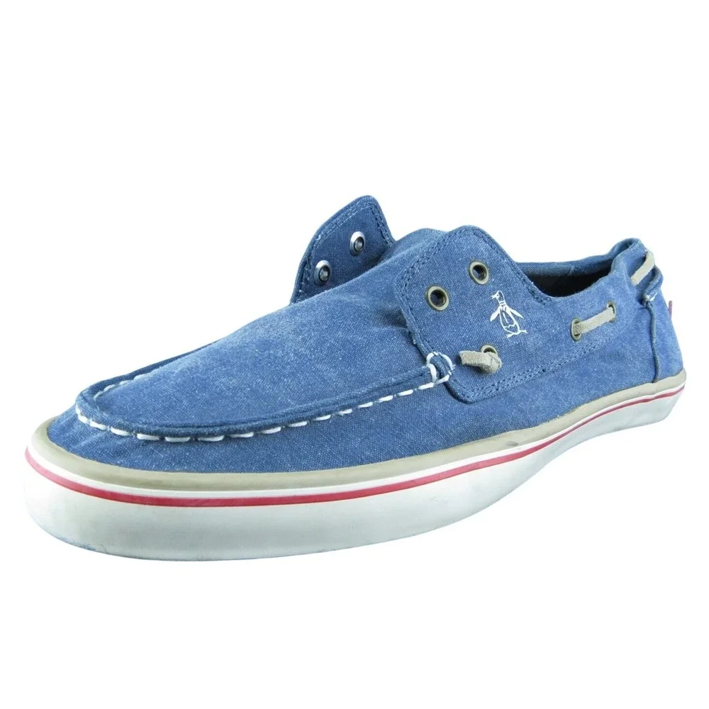 Penguin Munsingwear Catamaran Men Boat Shoe‎ Blue Fabric Lace Up Size 12 Medium